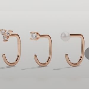 Elegant ROSE GOLD and Pearl Nose/Ear Ring Set